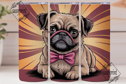 Cute Dog with Bow Tie 20oz Tumbler Wrap Sublimation sassyprint 