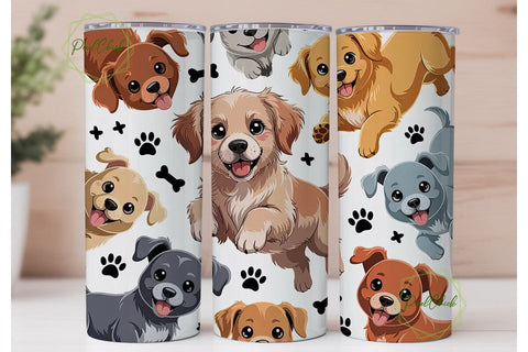 Cute Dogs 20oz Tumbler Wrap Sublimation PixelChick 