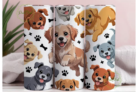 Cute Dogs 20oz Tumbler Wrap Sublimation PixelChick 