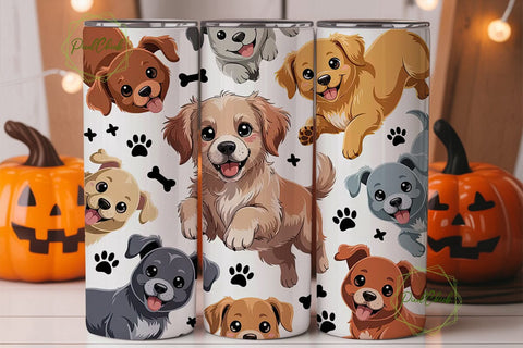 Cute Dogs 20oz Tumbler Wrap Sublimation PixelChick 