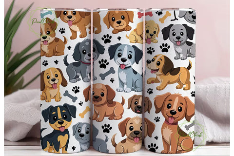 Cute Dogs 20oz Tumbler Wrap Sublimation PixelChick 