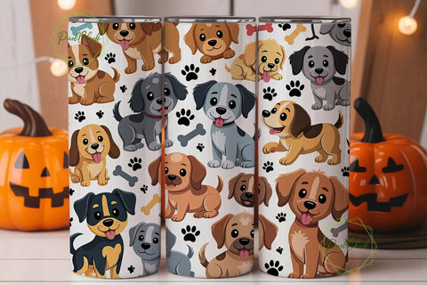 Cute Dogs 20oz Tumbler Wrap Sublimation PixelChick 