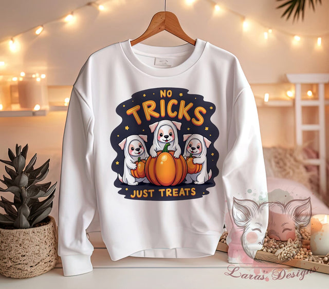 Cute Dogs, Halloween Dogs, No Tricks Just Treats, PNG Files, Sublimation Designs, Dog Lover Gifts, Halloween Sublimation, Pet Halloween Decor Sublimation Lara' s Designs 