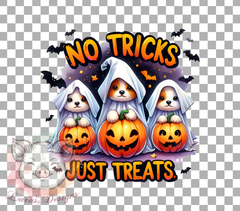 Cute Dogs, Halloween Dogs, No Tricks Just Treats, PNG Files, Sublimation Designs, Dog Lover Gifts, Halloween Sublimation, Pet Halloween Decor Sublimation Lara' s Designs 