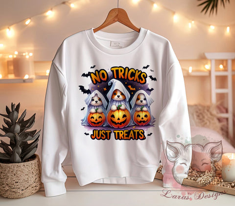 Cute Dogs, Halloween Dogs, No Tricks Just Treats, PNG Files, Sublimation Designs, Dog Lover Gifts, Halloween Sublimation, Pet Halloween Decor Sublimation Lara' s Designs 