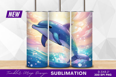 Cute dolphin jumping in ocean tumbler png Sublimation Regulrcrative 