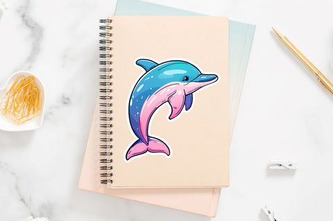 Cute Dolphin Sticker Clipart Bundle Sublimation Regulrcrative 