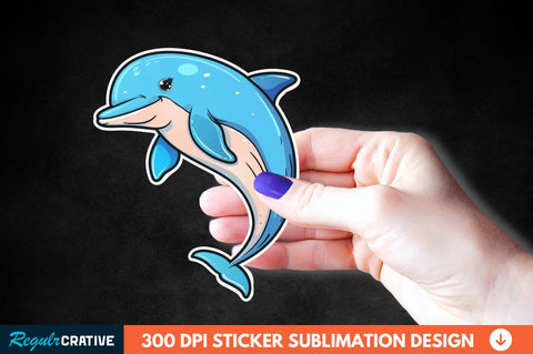 Cute Dolphin Sticker Clipart Bundle Sublimation Regulrcrative 