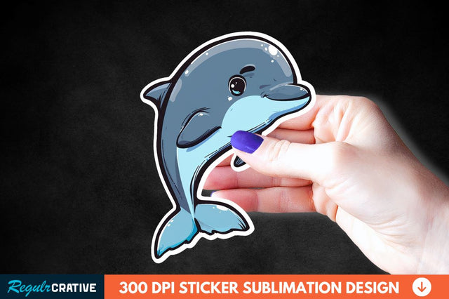 Cute Dolphin Sticker Clipart Sublimation Regulrcrative 
