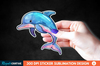 Cute Dolphin Sticker Clipart Sublimation Regulrcrative 