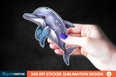 Cute Dolphin Sticker Clipart Sublimation Regulrcrative 