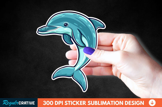 Cute Dolphin Sticker Clipart Sublimation Regulrcrative 