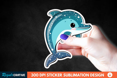 Cute Dolphin Sticker Clipart Sublimation Regulrcrative 