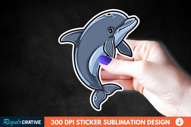 Cute Dolphin Sticker Clipart Sublimation Regulrcrative 
