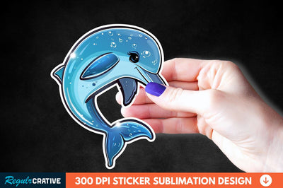 Cute Dolphin Sticker Clipart Sublimation Regulrcrative 