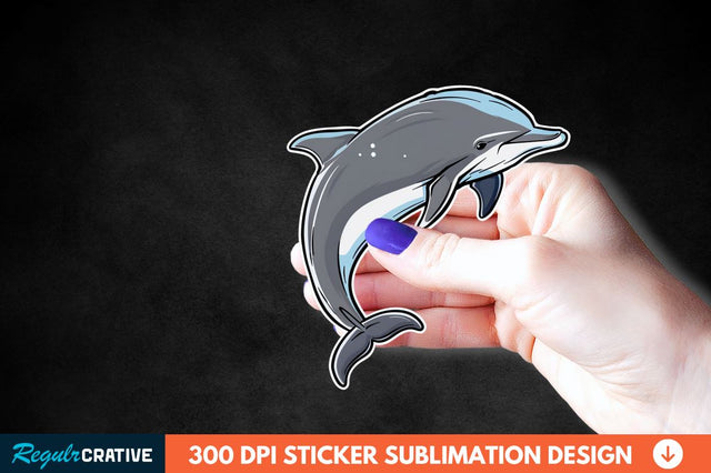 Cute Dolphin Sticker Clipart Sublimation Regulrcrative 