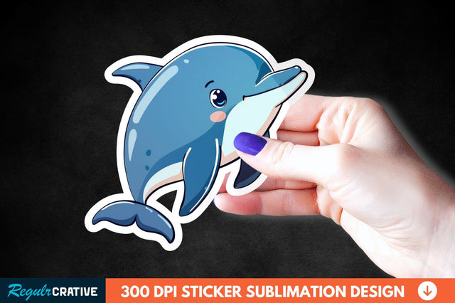 Cute Dolphin Sticker Clipart Sublimation Regulrcrative 