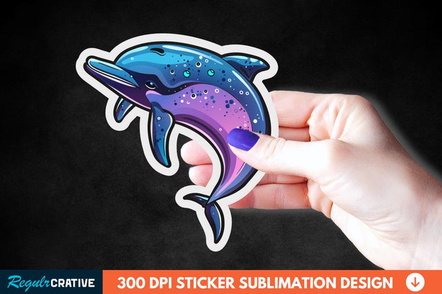 Cute Dolphin Sticker Clipart Sublimation Regulrcrative 