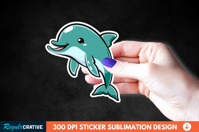 Cute Dolphin Sticker Clipart Sublimation Regulrcrative 