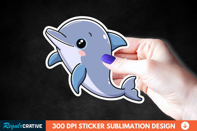 Cute Dolphin Sticker Clipart Sublimation Regulrcrative 