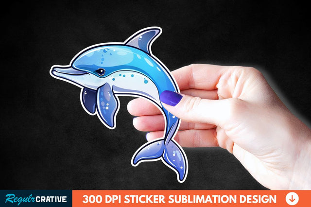 Cute Dolphin Sticker Clipart Sublimation Regulrcrative 
