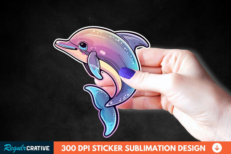 Cute Dolphin Sticker Clipart Sublimation Regulrcrative 