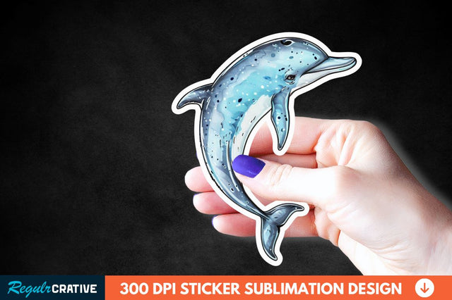 Cute Dolphin Sticker Clipart Sublimation Regulrcrative 