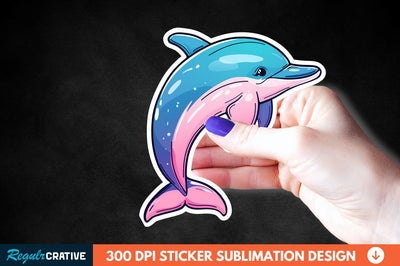 Cute Dolphin Sticker Clipart Sublimation Regulrcrative 