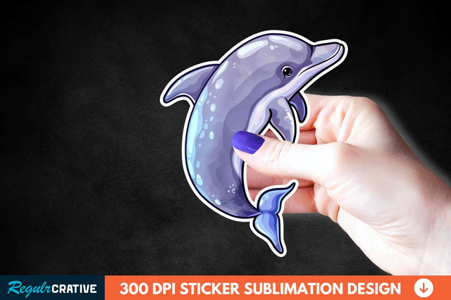 Cute Dolphin Sticker Clipart Sublimation Regulrcrative 