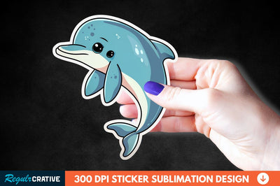 Cute Dolphin Sticker Clipart Sublimation Regulrcrative 