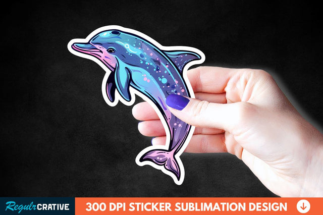 Cute Dolphin Sticker Clipart Sublimation Regulrcrative 