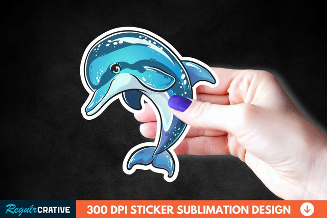 Cute Dolphin Sticker Clipart Sublimation Regulrcrative 