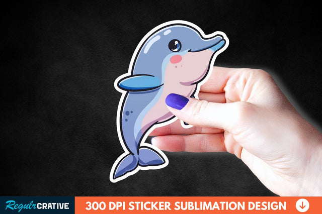 Cute Dolphin Sticker Clipart Sublimation Regulrcrative 