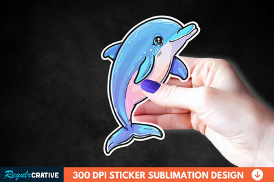 Cute Dolphin Sticker Clipart Sublimation Regulrcrative 