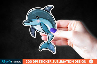 Cute Dolphin Sticker Clipart Sublimation Regulrcrative 