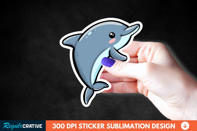 Cute Dolphin Sticker Clipart Sublimation Regulrcrative 