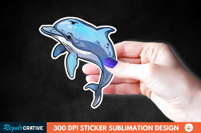 Cute Dolphin Sticker Clipart Sublimation Regulrcrative 