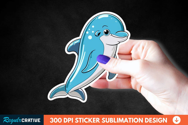 Cute Dolphin Sticker Clipart Sublimation Regulrcrative 