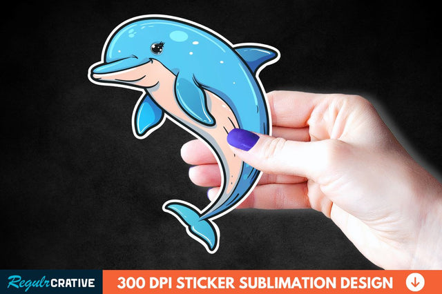 Cute Dolphin Sticker Clipart Sublimation Regulrcrative 