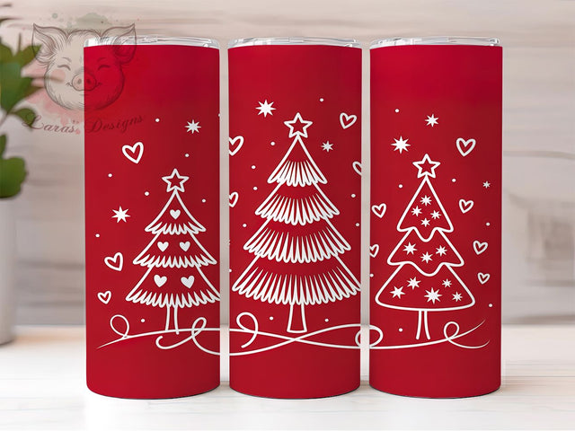 Cute Doodle Christmas Tree Tumbler, Playful Holiday Wrap, Whimsical Christmas Sublimation, Festive Tree Cup, 20Oz Skinny Tumbler Wrap, Cute Holiday Mug, Hand-Drawn Christmas Design Sublimation Lara' s Designs 