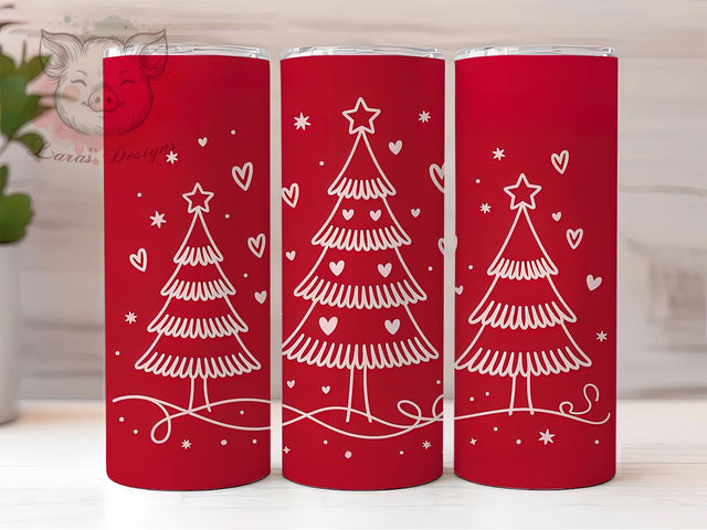 Cute Doodle Christmas Tree Tumbler, Playful Holiday Wrap, Whimsical Christmas Sublimation, Festive Tree Cup, 20Oz Skinny Tumbler Wrap, Cute Holiday Mug, Hand-Drawn Christmas Design Sublimation Lara' s Designs 