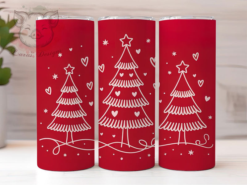 Cute Doodle Christmas Tree Tumbler, Playful Holiday Wrap, Whimsical Christmas Sublimation, Festive Tree Cup, 20Oz Skinny Tumbler Wrap, Cute Holiday Mug, Hand-Drawn Christmas Design Sublimation Lara' s Designs 