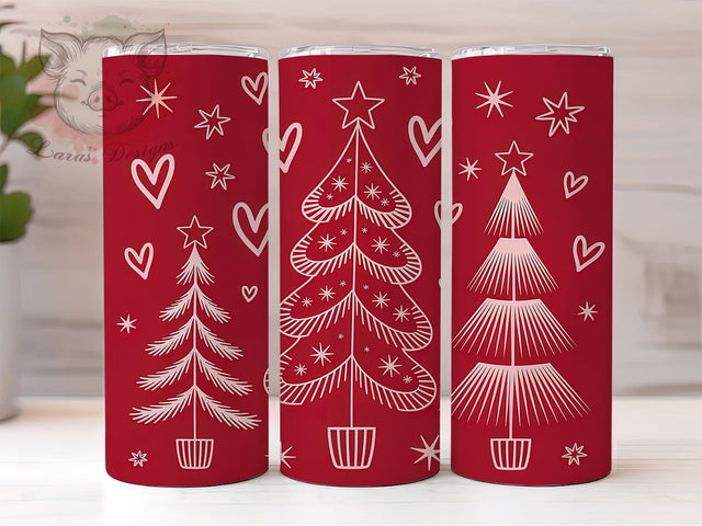 Cute Doodle Christmas Tree Tumbler, Playful Holiday Wrap, Whimsical Christmas Sublimation, Festive Tree Cup, 20Oz Skinny Tumbler Wrap, Cute Holiday Mug, Hand-Drawn Christmas Design Sublimation Lara' s Designs 