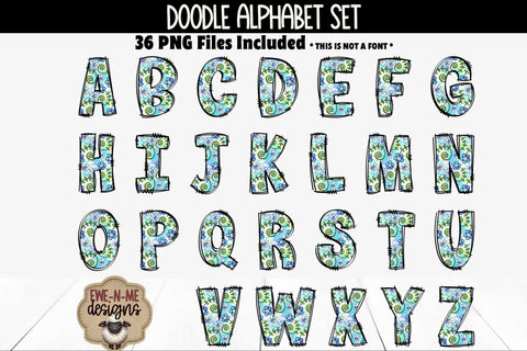 Cute Doodle Flowers Alphabet and Numbers | Floral PNG Letters Sublimation Ewe-N-Me Designs 