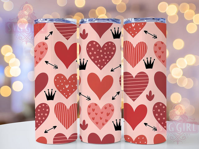 Cute Doodle Heart Valentine Tumbler, Seamless Pattern, Valentine's Day, Sublimation Art, 20oz Tumbler, Love Theme, Cute Design Sublimation SvggirlplusArt 