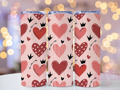Cute Doodle Heart Valentine Tumbler, Seamless Pattern, Valentine's Day, Sublimation Art, 20oz Tumbler, Love Theme, Cute Design Sublimation SvggirlplusArt 