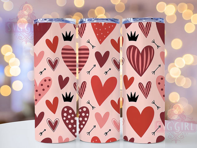 Cute Doodle Heart Valentine Tumbler, Seamless Pattern, Valentine's Day, Sublimation Art, 20oz Tumbler, Love Theme, Cute Design Sublimation SvggirlplusArt 