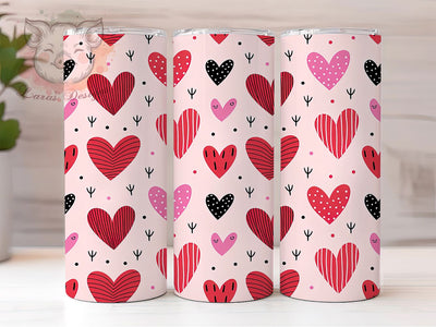 Cute Doodle Valentine Hearts Tumbler, Seamless Valentine Wrap, Cute Hearts Cup, Romantic Sublimation Design, Valentine Gift Tumbler, Sweet Doodle Hearts Wrap, Adorable Love Cup Sublimation Lara' s Designs 