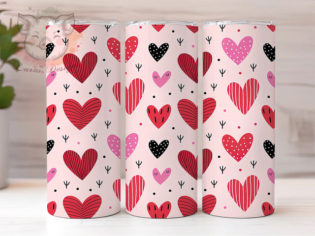 Cute Doodle Valentine Hearts Tumbler, Seamless Valentine Wrap, Cute Hearts Cup, Romantic Sublimation Design, Valentine Gift Tumbler, Sweet Doodle Hearts Wrap, Adorable Love Cup Sublimation Lara' s Designs 
