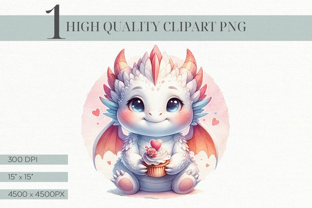 Cute Dragon Clipart, Fantasy Creature Digital PNG Sublimation BijouBay 